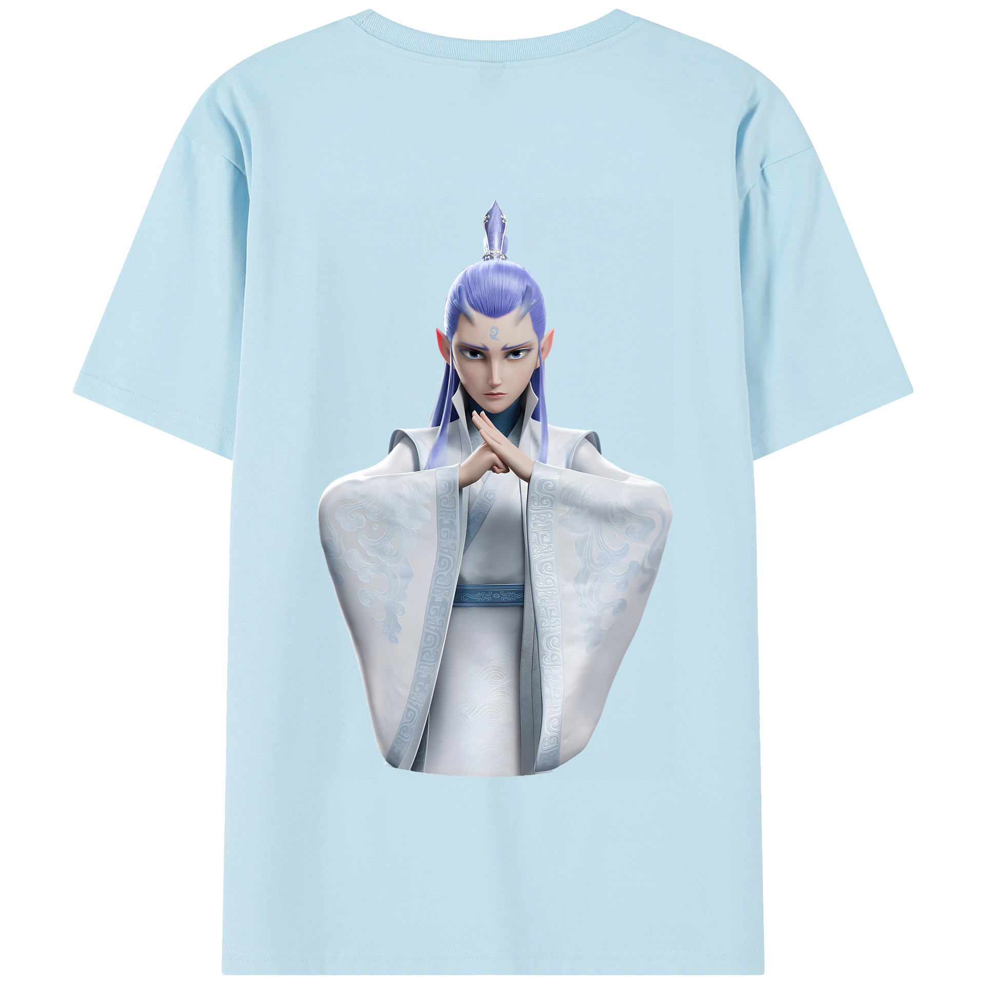（画像用） Ne Zha 2 ナタ 魔童の大暴れ 綿100％半袖Tシャツ（背面プリント）